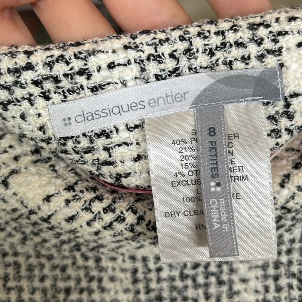 Classiques Entier Black & White Tweed Checks Lined Skirt w/ Pleated Ruffle Hem